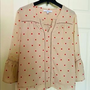 Fever Brand Flirty, Fun Pink Dot Blouse